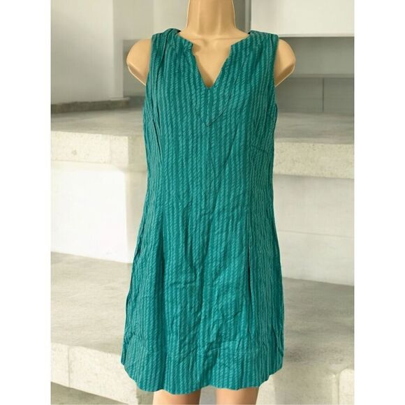 Hatley Textured Striped Teal Green Sleeveless Dress - Size 4 - Picture 1 of 7